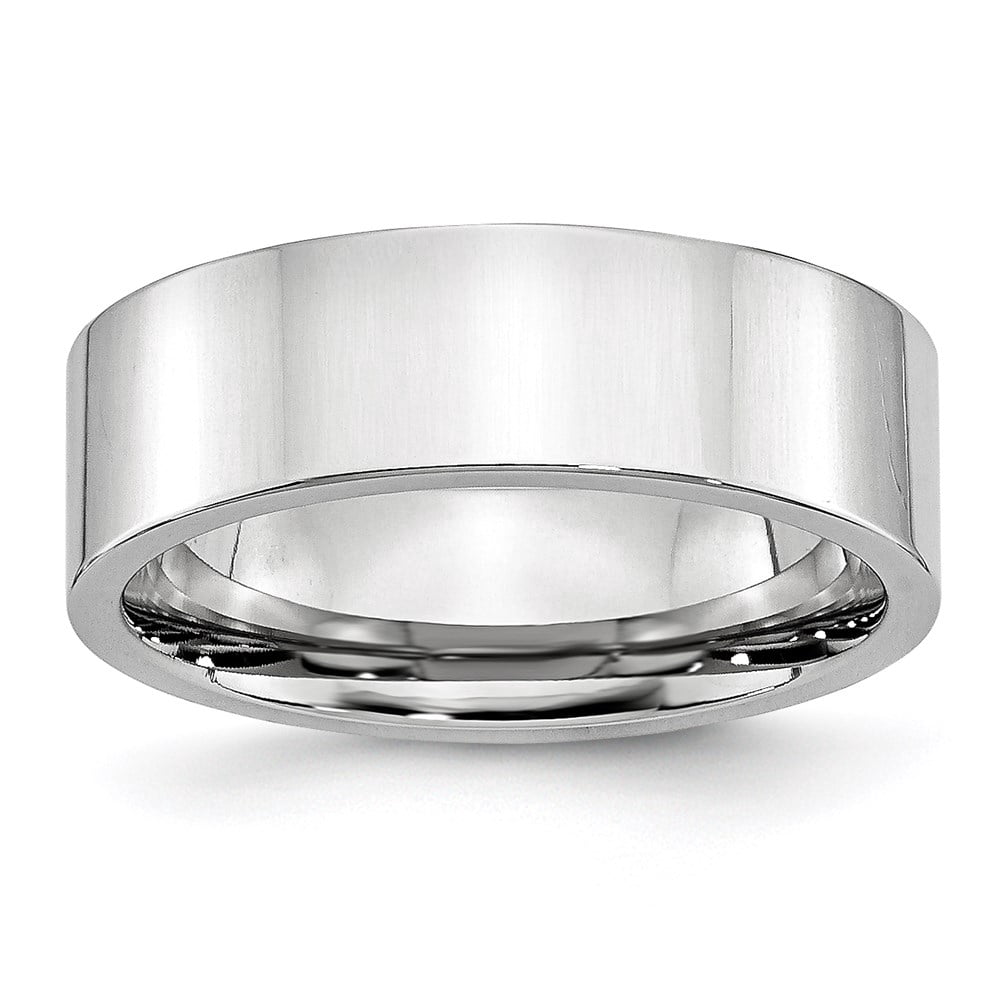 Solid Cobalt Wedding Band Ring - 7mm Width, Brushed Matte Finish, Flat Classic Style (Size 11)