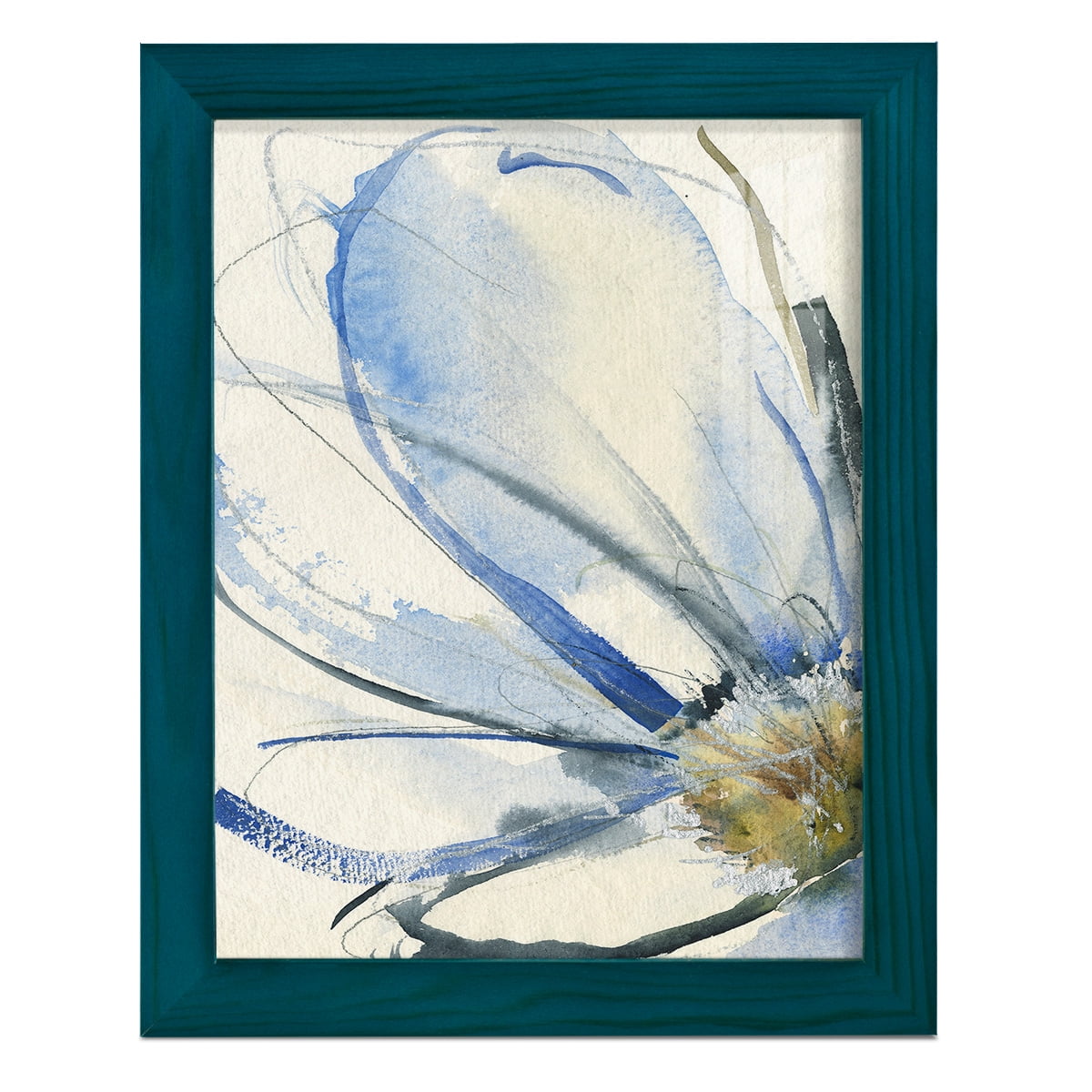 Cobalt & Paynes Petals I - Framed Print w/glass - Ocean Blue