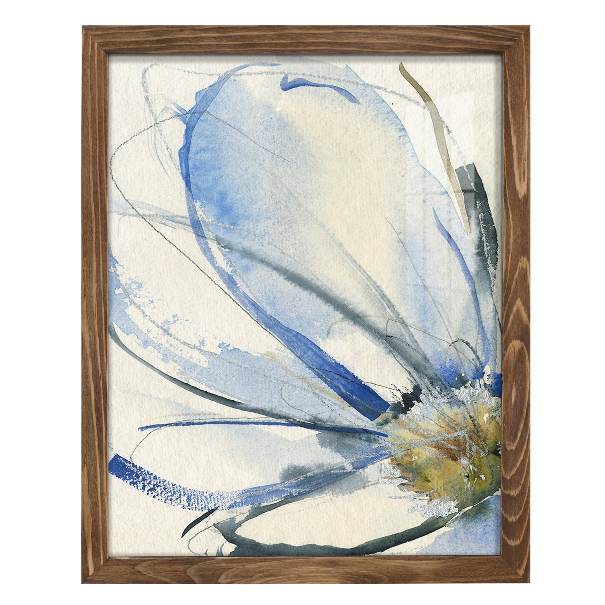 Cobalt & Paynes Petals I - Framed Print w/glass - Walnut