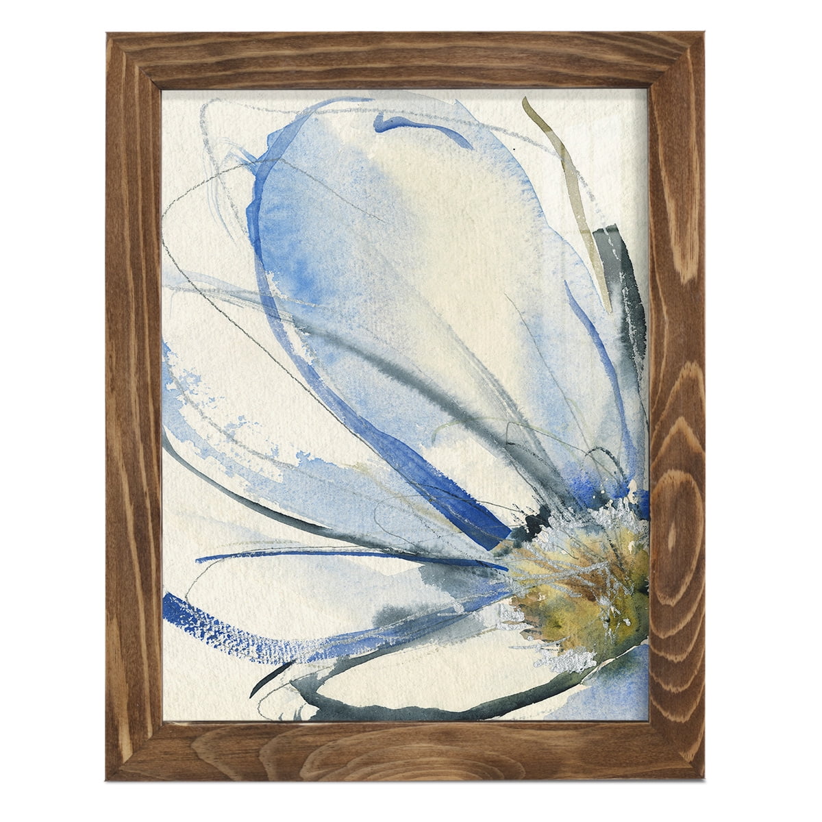 Cobalt & Paynes Petals I - Framed Print w/glass - Walnut