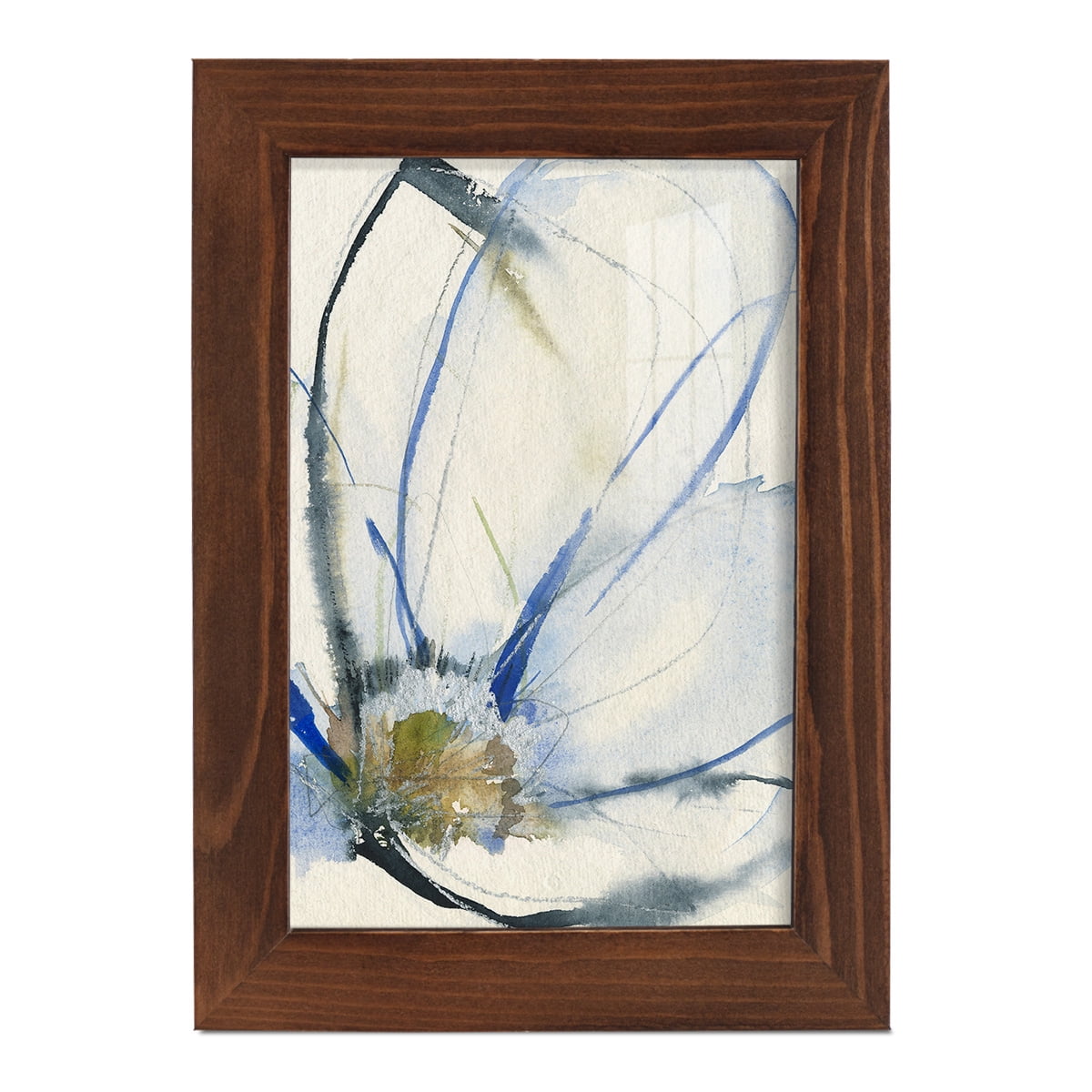 Cobalt & Paynes Petals II - Framed Print w/glass - Chestnut