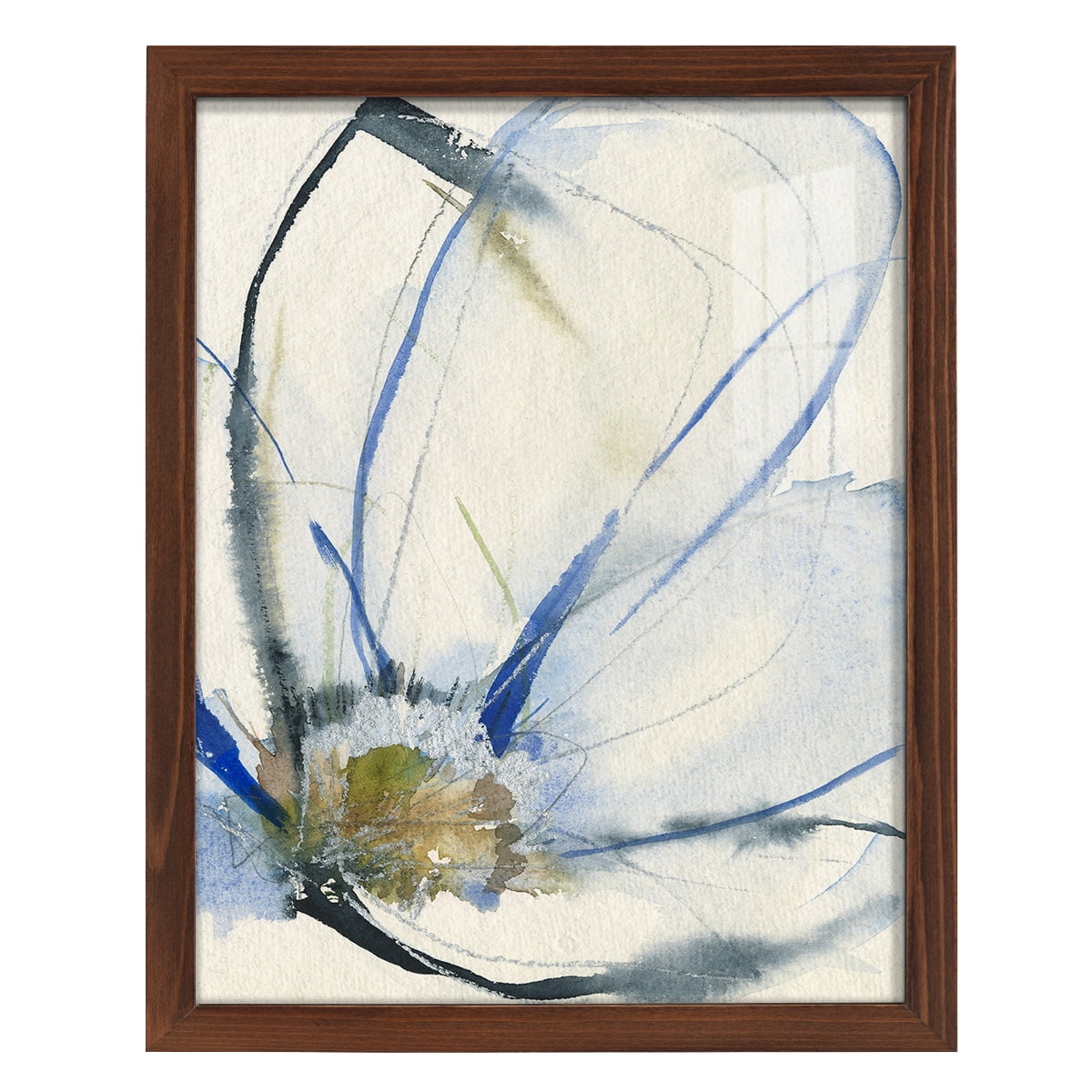 Cobalt & Paynes Petals II - Framed Print w/glass - Chestnut