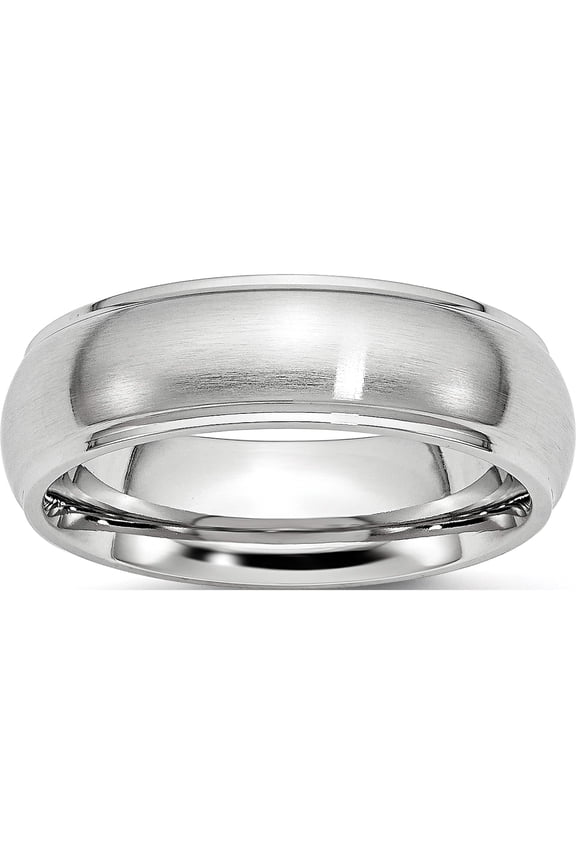 Cobalt Chisel Cobalt Satin and Polished 7mm Ridged Edge Band