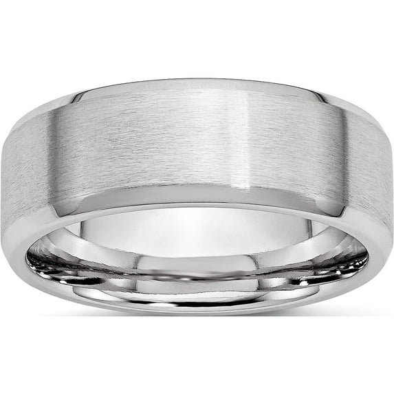 Cobalt Satin And Polished Beveled Edge 8mm Band (Size 8.5) Made In China cc12-8.5