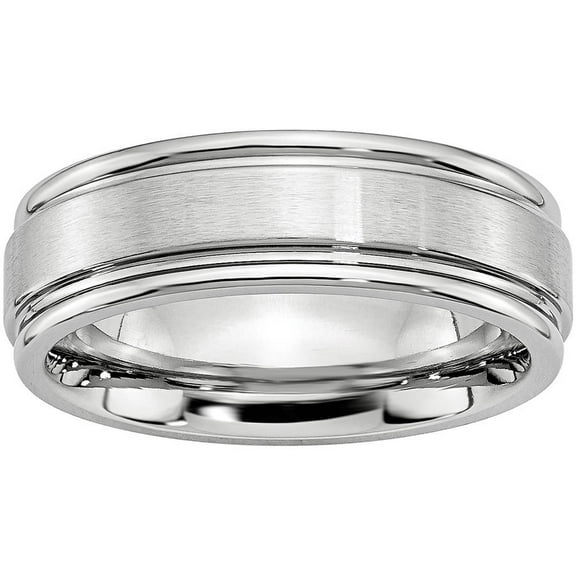 Cobalt Satin and Polished Ridged Edge 7mm Band