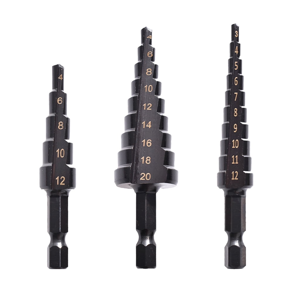 Cobalt Stepped Drill Bit Set, Black Nitride Coated Metal Drilling Bits