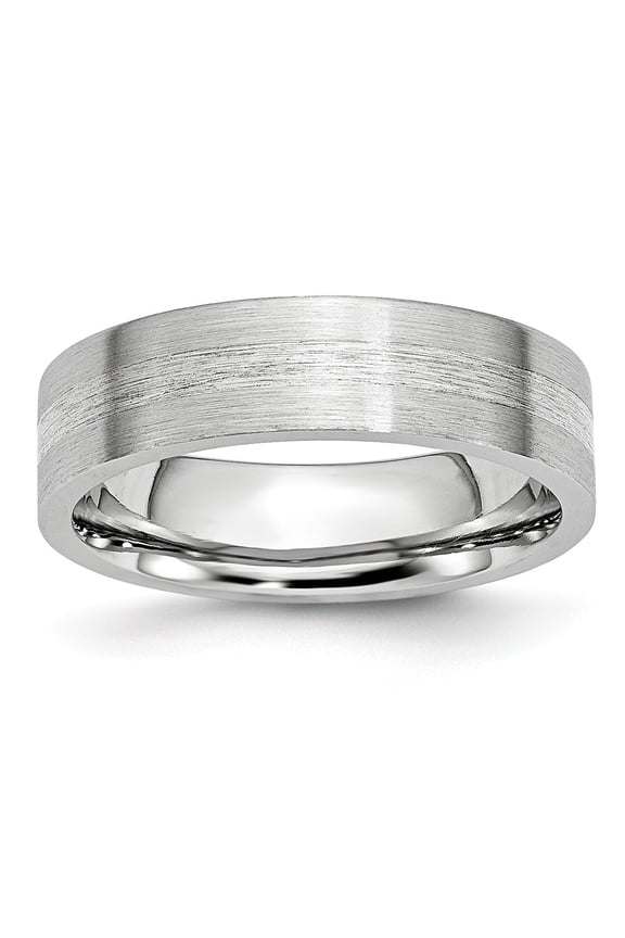 Cobalt Sterling Silver Inlay Satin 6mm Flat Band