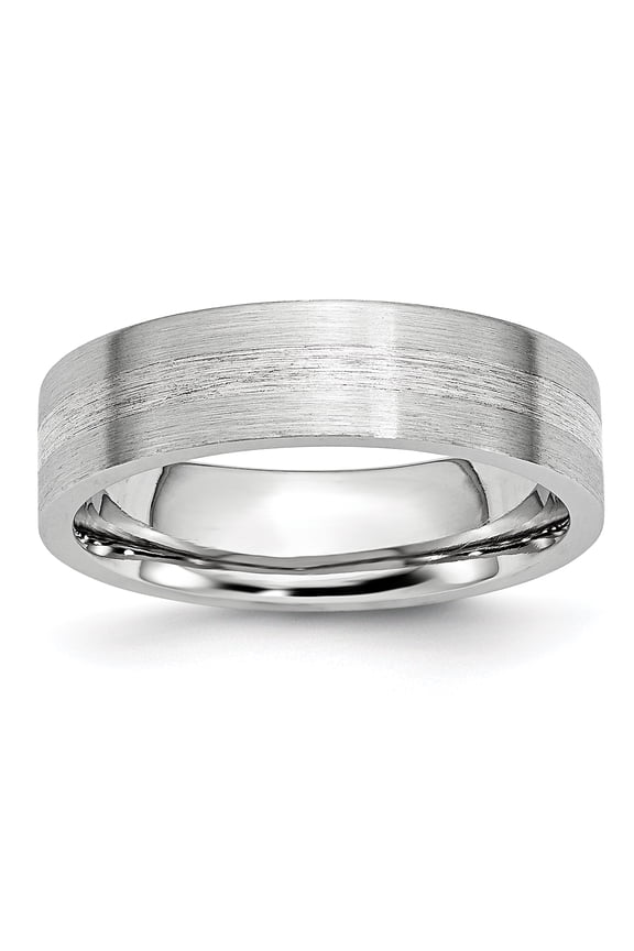 Cobalt Sterling Silver Inlay Satin 6mm Flat Band