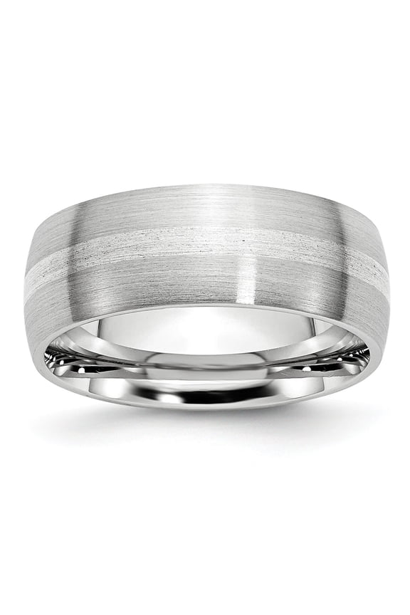 Cobalt Sterling Silver Inlay Satin 8mm Band