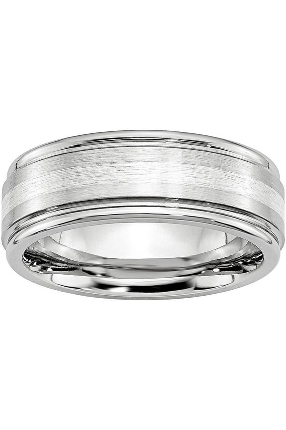 Cobalt Sterling Silver Inlay Satin and Polished 8mm Band