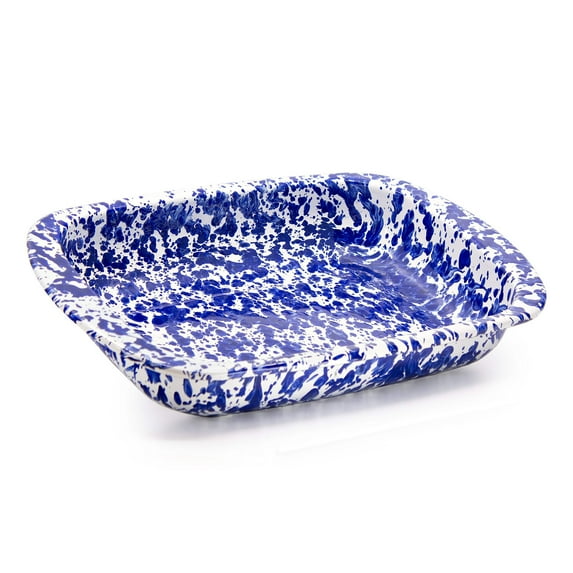 Cobalt Swirl Pattern 3 qt Baking Pan Golden Rabbit Enamelware