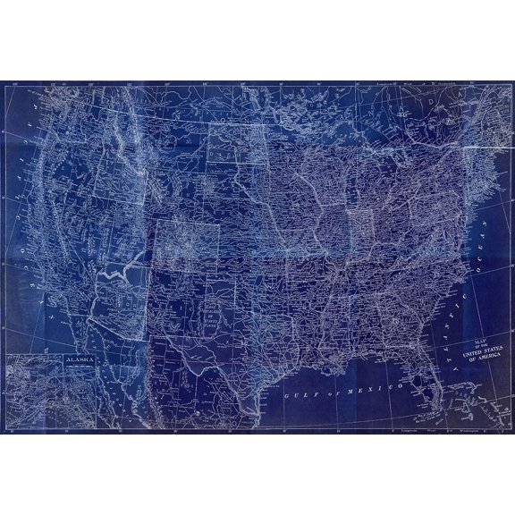 Cobalt US Map by Dan Meneely (36 x 24)
