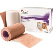 Coban 2 Layer Compression Bandage System 2094N, 35-40 mmHg, 1 Set, Tan and White
