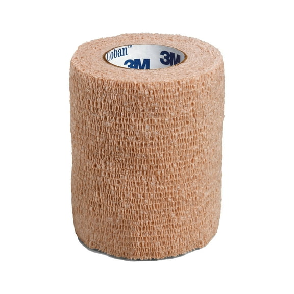 Coban Cohesive Bandage, 3 Inch X 5 Yard Standard Compression Self-adherent Closure Tan NonSterile, 1583 - Sold by: Pack of One