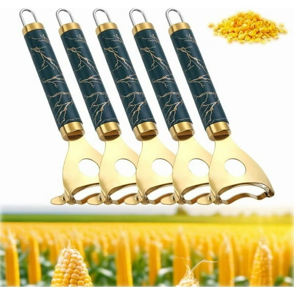 Cobb Gobbler Corn Shucker, 2025 Update Cobb Gobbler Corn Peeler, Effortless Corn Stripper, Durable Corn Peeler Cob Stripper Tool, Stainless Steel 2-in-1 Corn & Stripper (5, Golden)