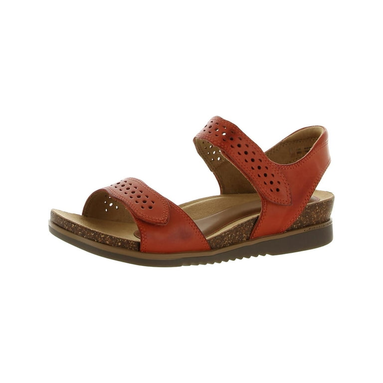 Cobb Hill Womens May Wave Leather Perforated Flatform Sandals