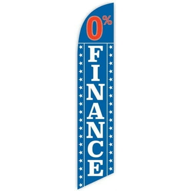 Cobb Promo 0% Finance Blue Advertising Feather Flag 12ft - Replacement Flag Only Without Poleset