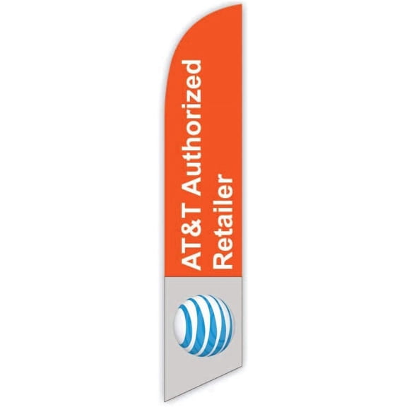 Cobb Promo Advertising Feather Flag 12ft for AT&T Authorized Retailer Orange - Replacement Flag Only Without Poleset