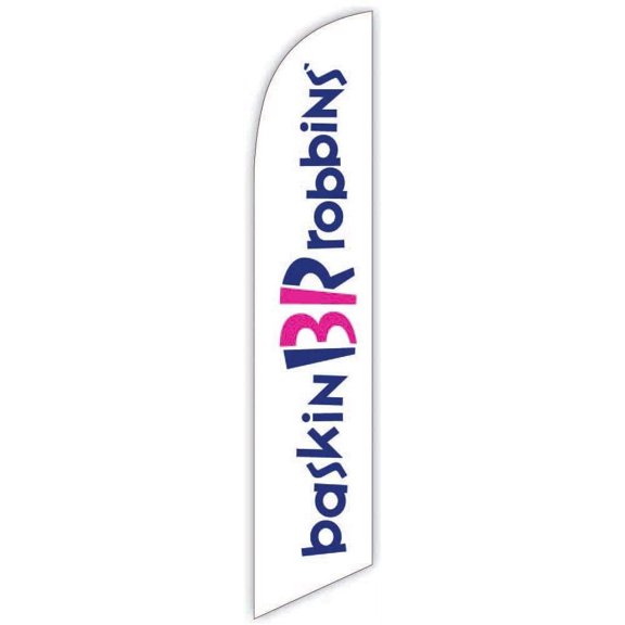 Cobb Promo Advertising Feather Flag 12ft for Baskin Robbins White - Replacement Flag Only Without Poleset