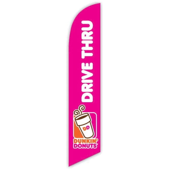Cobb Promo Advertising Feather Flag 12ft for Dunkin Donuts Drive-Thru Pink - Replacement Flag Only Without Poleset