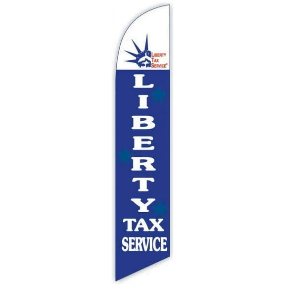 Cobb Promo Advertising Feather Flag 12ft for Liberty Tax Service Blue - Replacement Flag Only Without Poleset