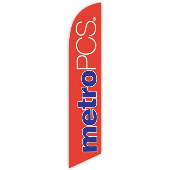 Cobb Promo Advertising Feather Flag 12ft for Metro PCS Orange - Replacement Flag Only Without Poleset