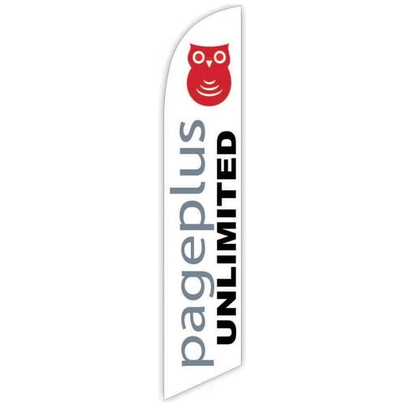 Cobb Promo Advertising Feather Flag 12ft for PagePlus Unlimited White - Replacement Flag Only Without Poleset