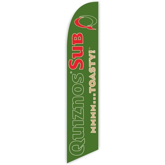 Cobb Promo Advertising Feather Flag 12ft for Quiznos Sub Green - Replacement Flag Only Without Poleset