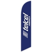 Cobb Promo Advertising Feather Flag 12ft for Telcel America Blue - Replacement Flag Only Without Poleset
