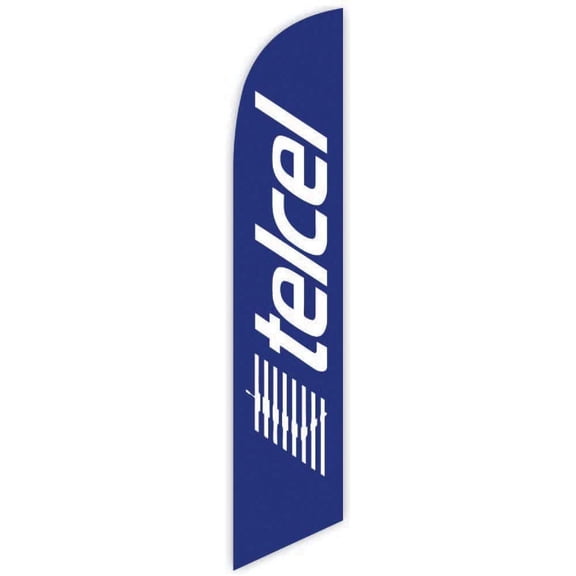 Cobb Promo Advertising Feather Flag 12ft for Telcel Blue - Replacement Flag Only Without Poleset