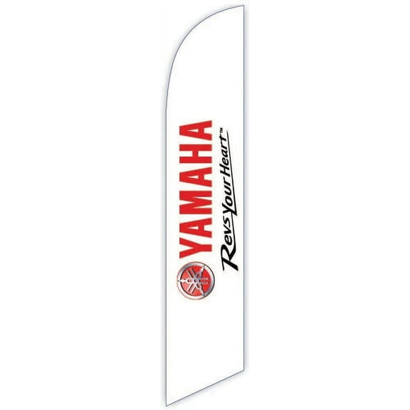 Cobb Promo Advertising Feather Flag 12ft for Yamaha Revs Your Heart White - Replacement Flag Only Without Poleset
