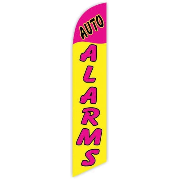 Cobb Promo Auto Alarms Yellow Advertising Feather Flag 12ft - Replacement Flag Only Without Poleset