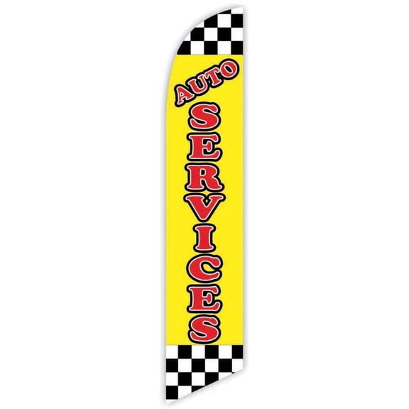 Cobb Promo Auto Services Yellow Advertising Feather Flag 12ft - Replacement Flag Only Without Poleset
