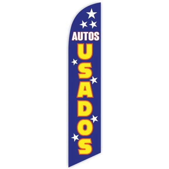 Cobb Promo Autos Usados Blue/Stars Advertising Feather Flag 12ft - Replacement Flag Only Without Poleset