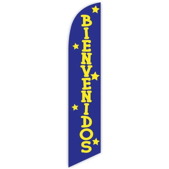 Cobb Promo Bienvenidos Blue Advertising Feather Flag 12ft - Replacement Flag Only Without Poleset