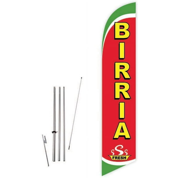 Cobb Promo Birria Red Feather Flag with Complete 15ft Pole kit and Ground Spike