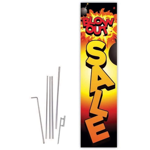 Cobb Promo Blowout Sale Black/Yellow Rectangle Boomer Flag with Complete 15ft Pole kit and Ground Spike