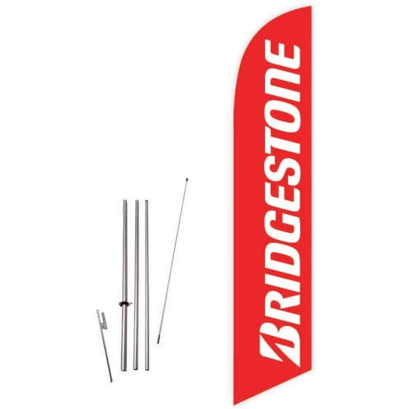 Cobb Promo Bridgestone (Red) Feather Flag with Complete 15ft Pole kit and Ground Spike