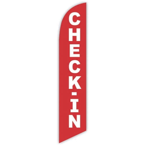 Cobb Promo Check-in Red Advertising Feather Flag 12ft - Replacement Flag Only Without Poleset