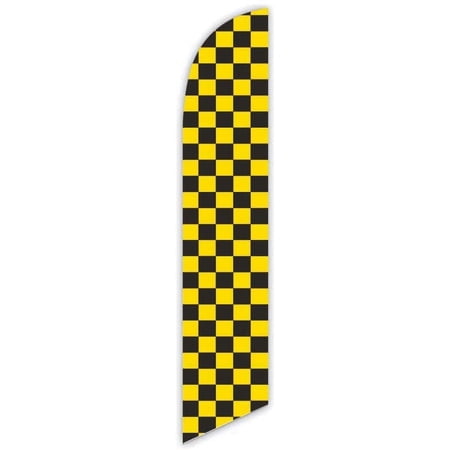 Cobb Promo Checkered Yellow/Black Advertising Feather Flag 12ft - Replacement Flag Only Without Poleset