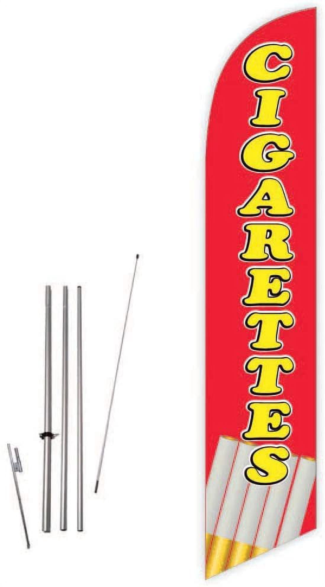 Cobb Promo Cigarettes Red Feather Flag with Complete 15ft Pole kit and Ground Spike
