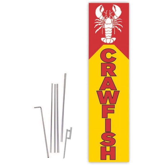 Cobb Promo Crawfish Yellow Rectangle Boomer Flag with Complete 15ft Pole kit and Ground Spike