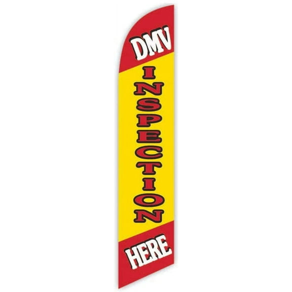 Cobb Promo DMV Inspection Here Yellow Advertising Feather Flag 12ft - Replacement Flag Only Without Poleset