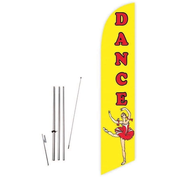 Cobb Promo Dance Yellow Feather Flag with Complete 15ft Pole kit and Ground Spike