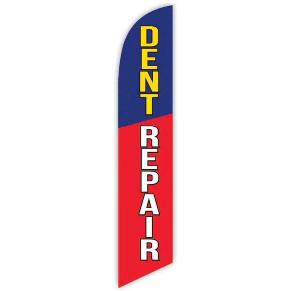 Cobb Promo Dent Repair Blue/Red Advertising Feather Flag 12ft - Replacement Flag Only Without Poleset