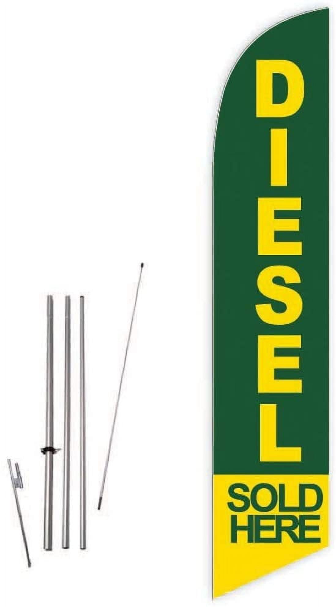 Cobb Promo Diesel Sold Here Green Feather Flag with Complete 15ft Pole kit and Ground Spike