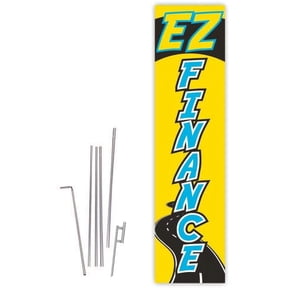 Cobb Promo EZ Finance Yellow Rectangle Boomer Flag with Complete 15ft Pole kit and Ground Spike