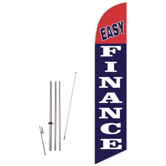 Cobb Promo Easy Finance Blue Feather Flag with Complete 15ft Pole kit and Ground Spike