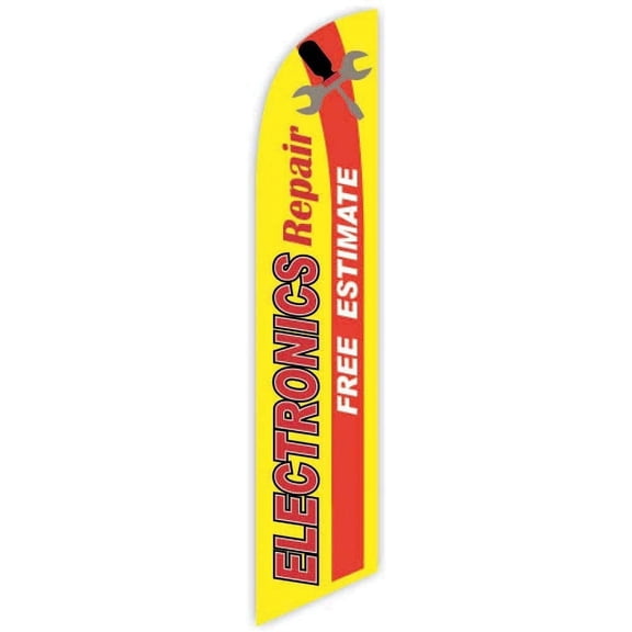 Cobb Promo Electronics Repair Free Estimate Yellow Advertising Feather Flag 12ft - Replacement Flag Only Without Poleset
