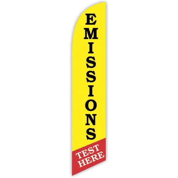 Cobb Promo Emissions Test Here Yellow Advertising Feather Flag 12ft - Replacement Flag Only Without Poleset